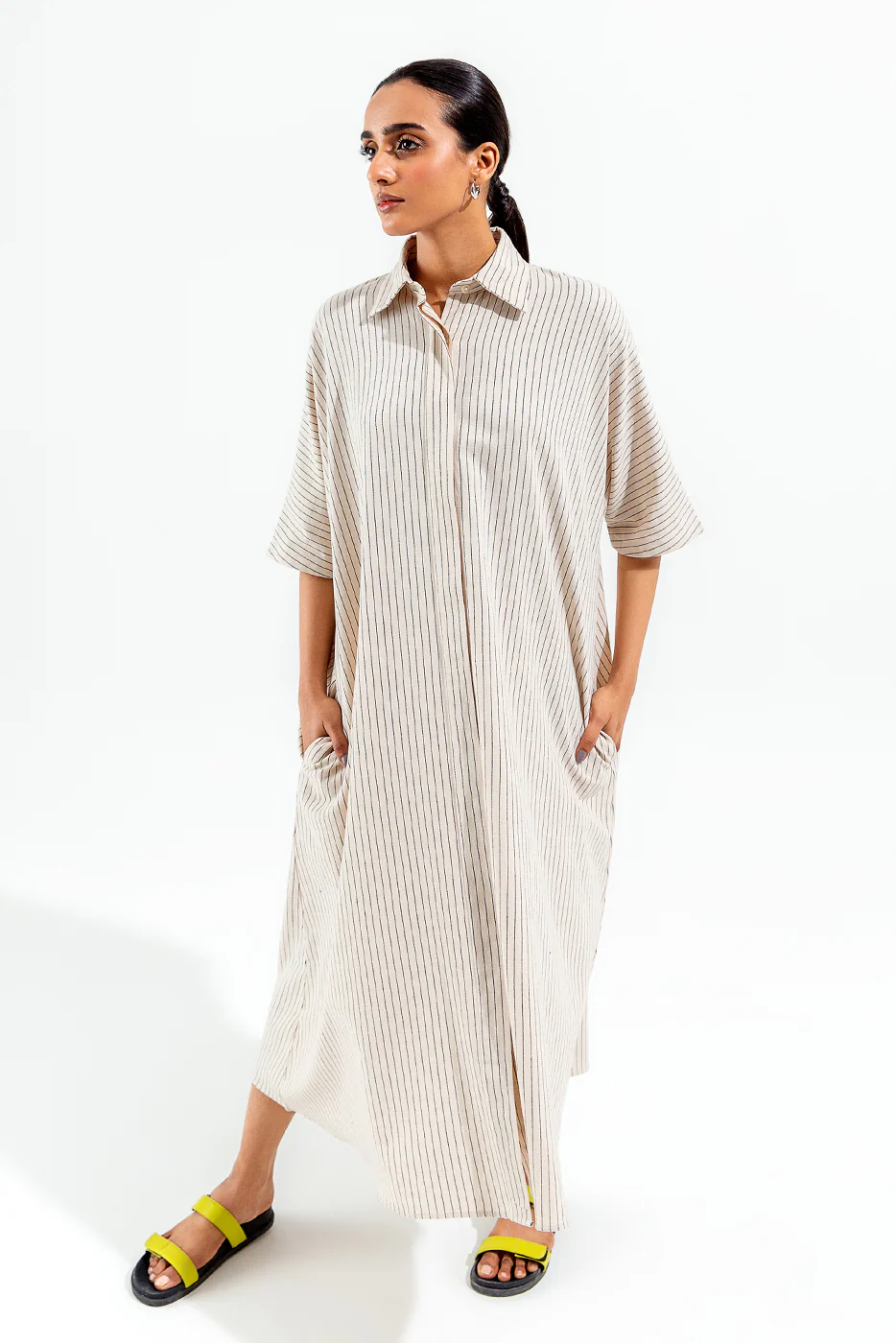STRIPED KIMONO LONG DRESS