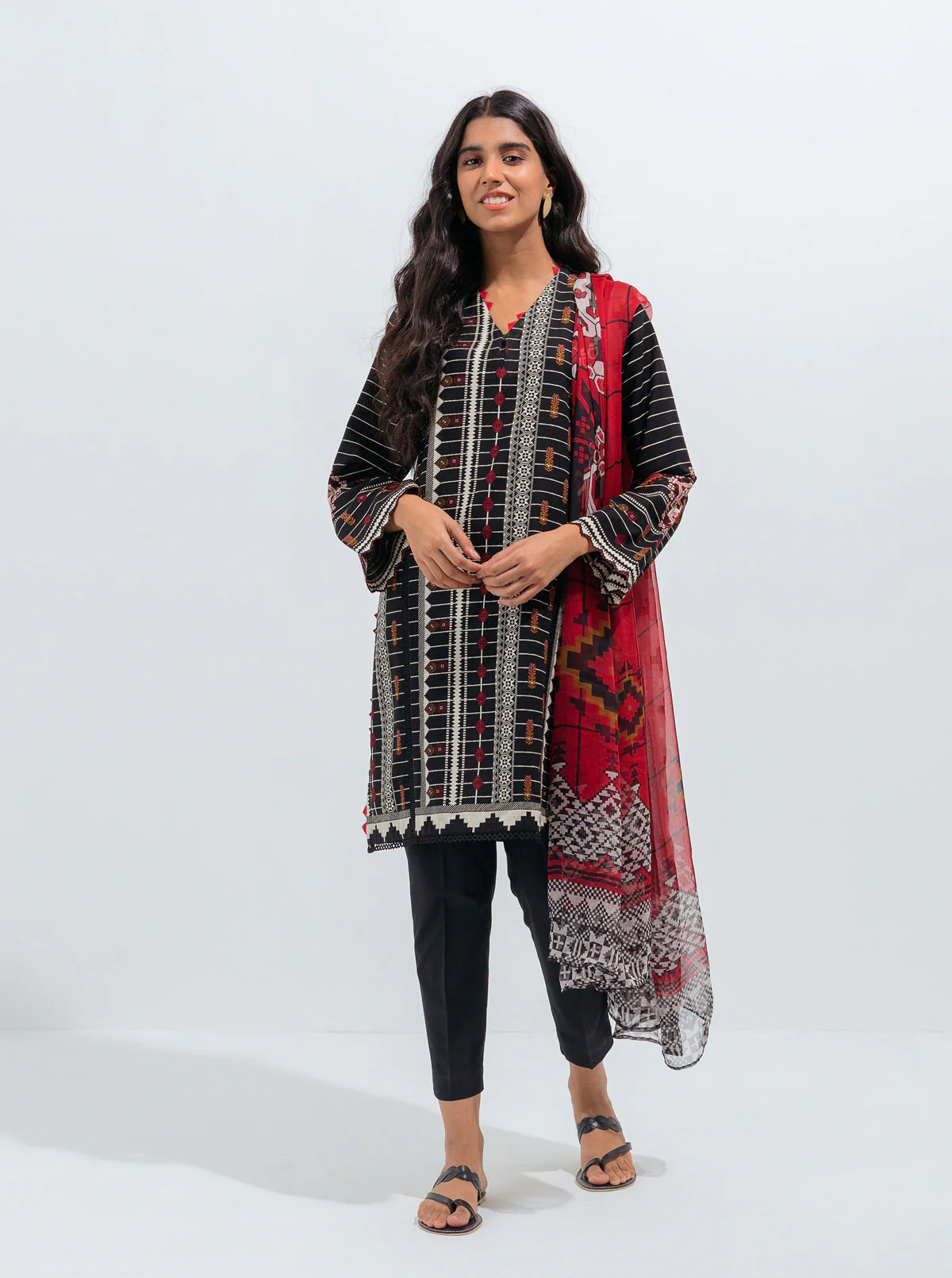 TRIBAL MESH-PRINTED-2P (UNSTITCHED)