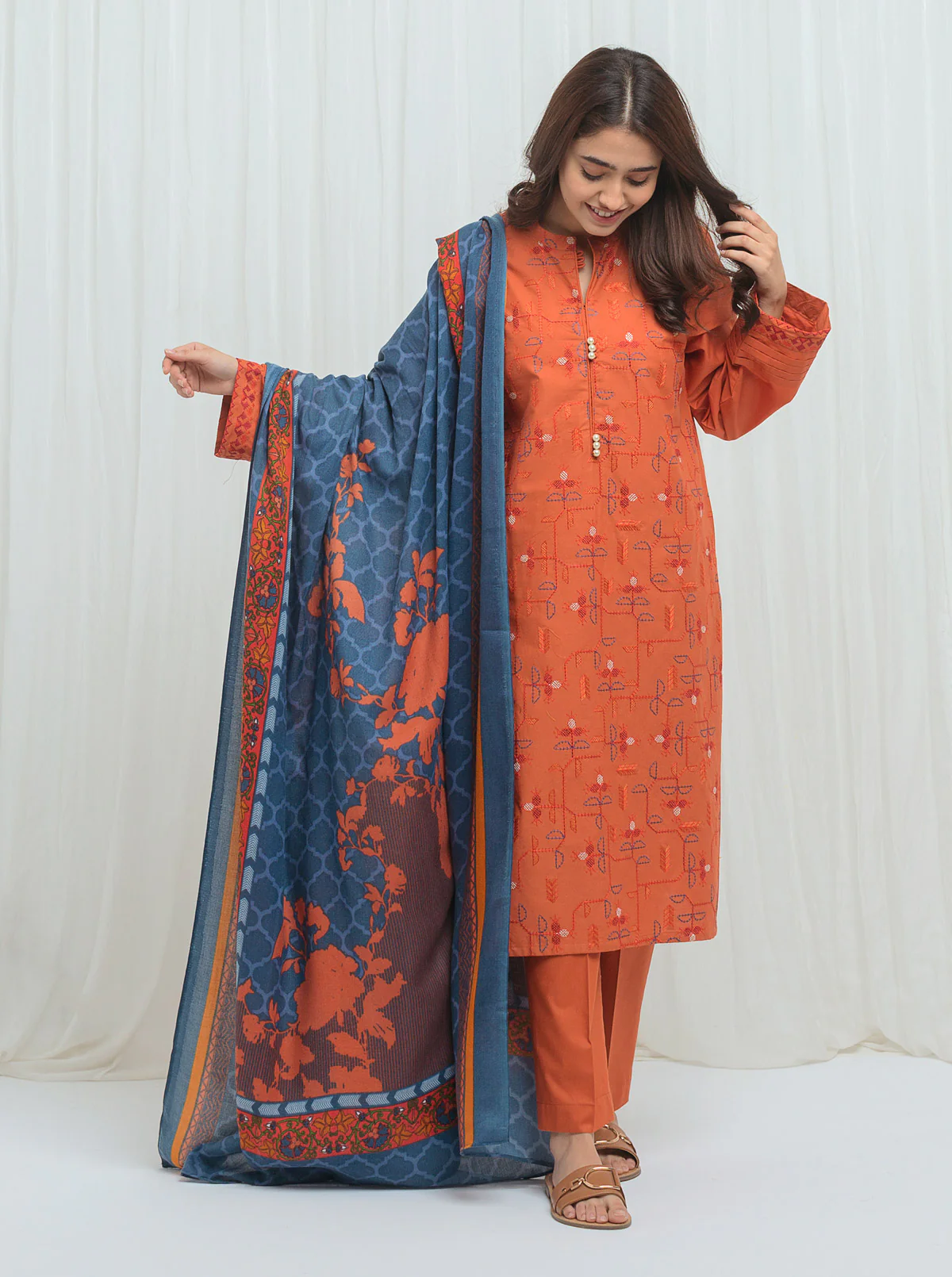 Mystical Tribe With Printed Shawl-3P