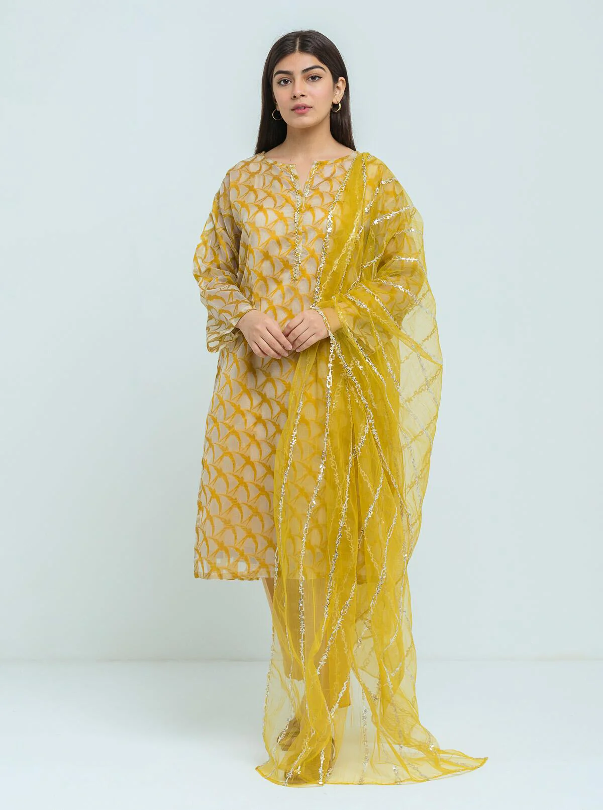 JACQUARD SHIRT WITH DUPATTA