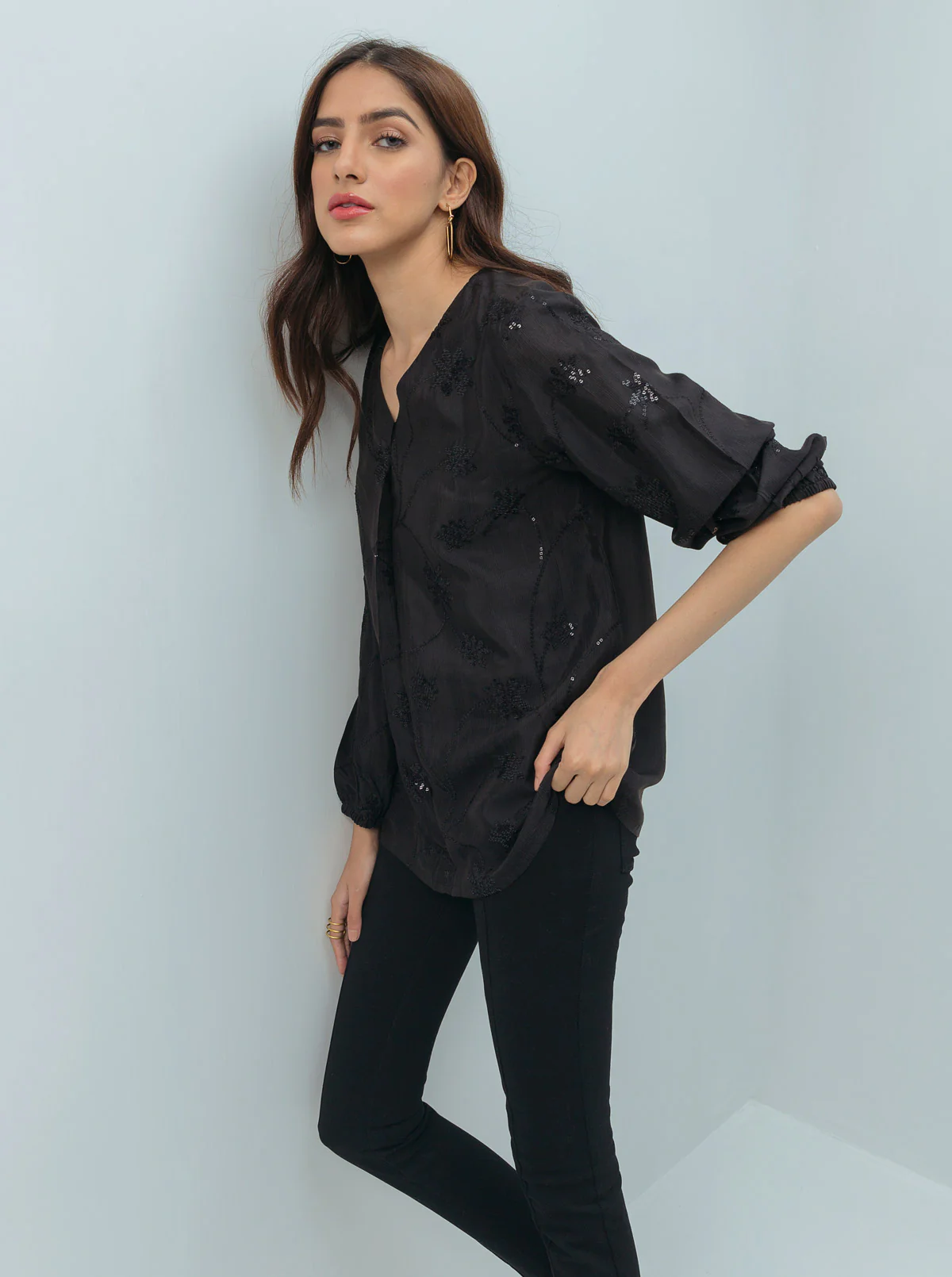 BLACK SEQUIN BLOUSE