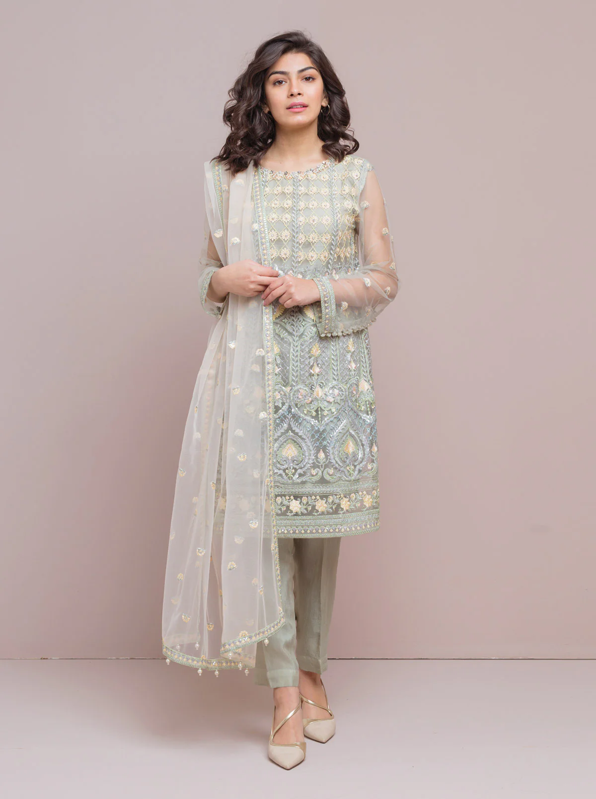 Embroidered Shirt With Dupatta