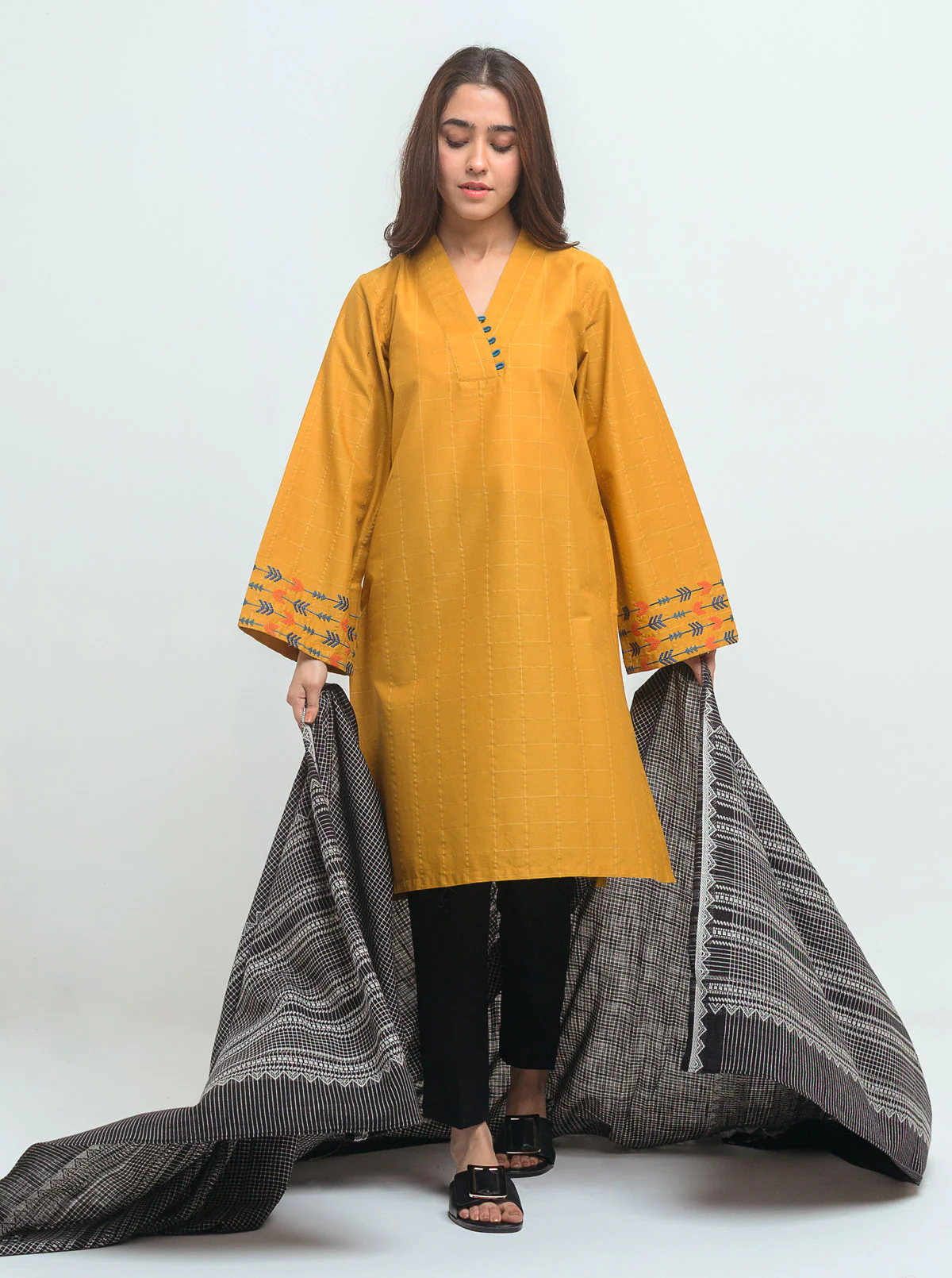 Embroidered Shirt With Dupatta