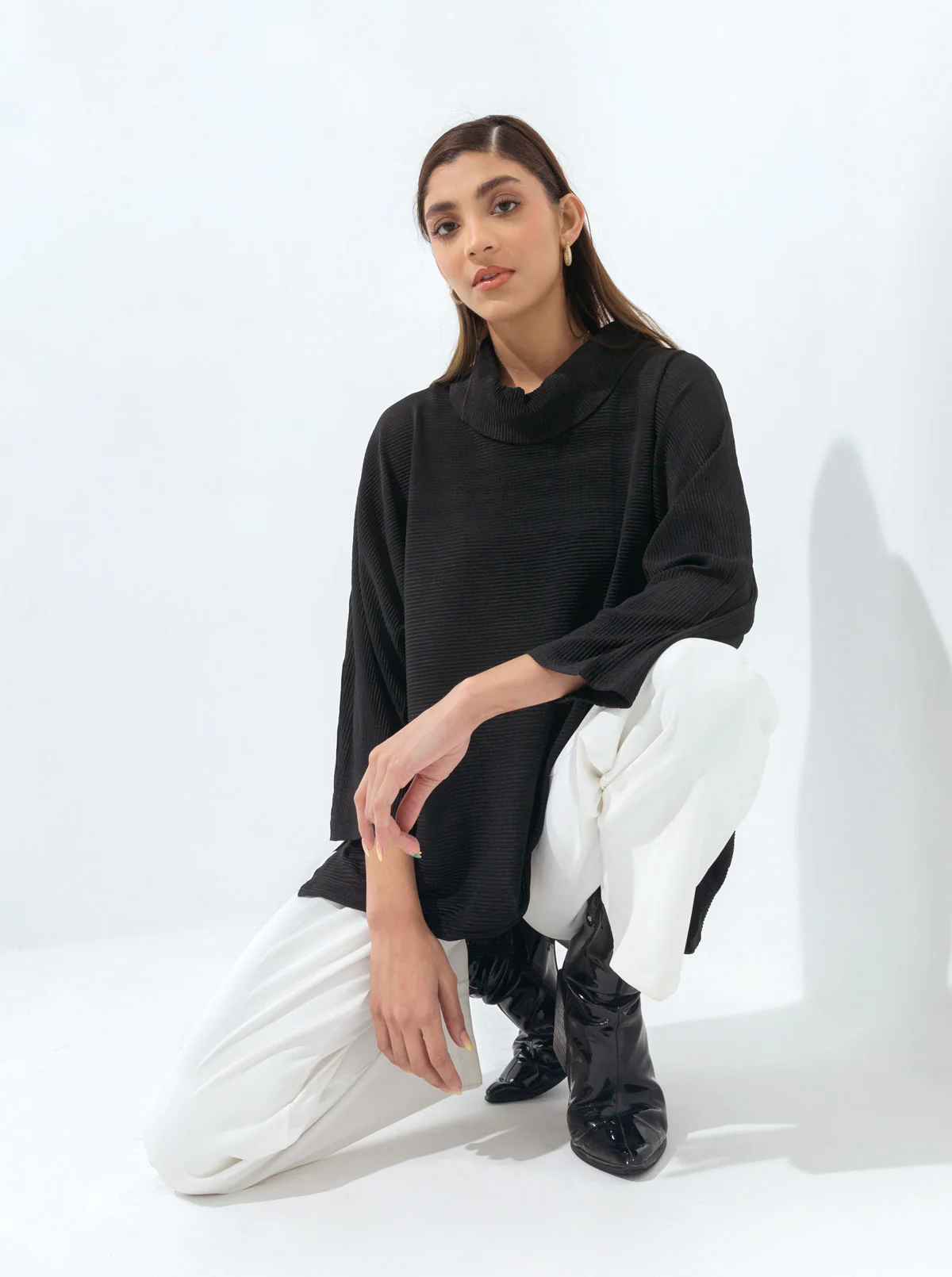 BLACK SILK JERSEY TOP