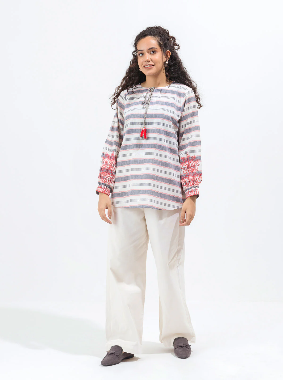 EMBROIDERED YARN DYED SHIRT (PRET)