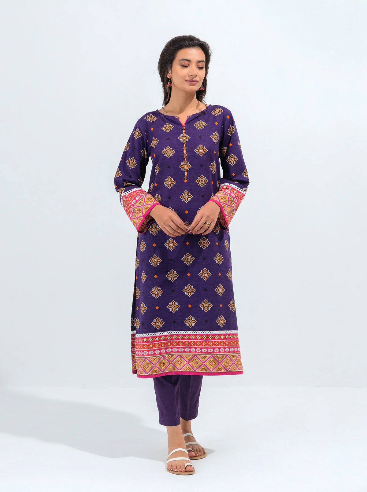 2 PIECE - PRINTED KHADDAR SUIT - VIOLET DECO