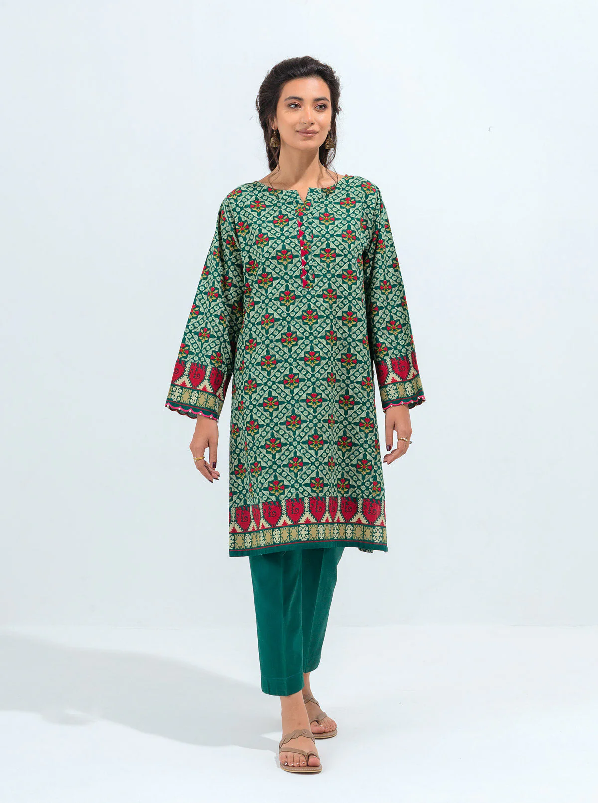 2 PIECE - PRINTED KHADDAR SUIT - VIVID LUSH