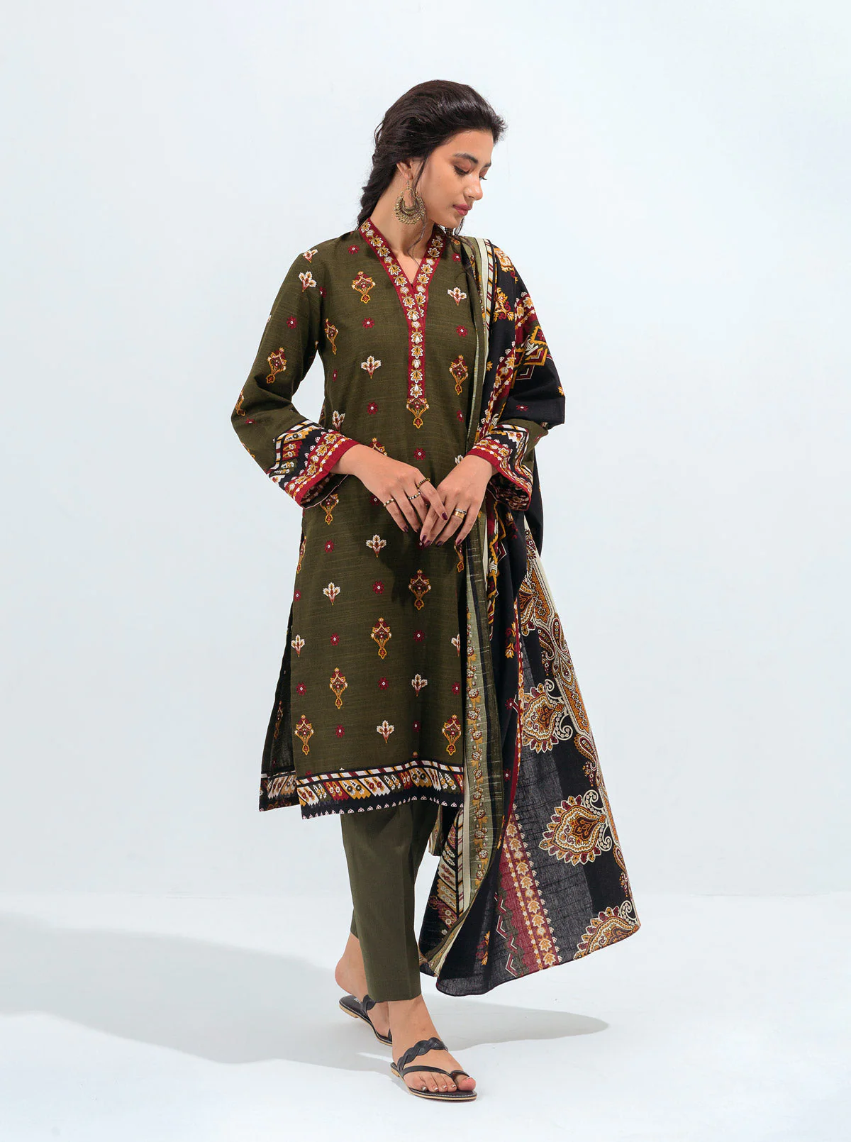 3 PIECE - PRINTED KHADDAR SUIT - JEWEL TRIBE